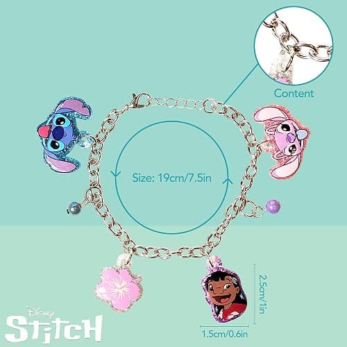 LUV HER Lilo and Stitch 7" Bracelet with Metal Charms - Disney Stitch - Ages 3+ thumbnail 4