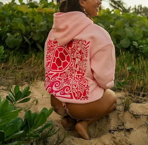 Oversized Graphic Hoodie for Teens Girl Y2K Ocean Floral Embroidered Preppy Hooded Sweatshirt Cute Aesthetic Sweater thumbnail 2