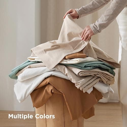 Bedsure 100% Washed Cotton Duvet Cover Queen Size - Light Grey Minimalist Cotton Duvet Cover Linen Like for All Seasons - GentleSoft™ Plain Simple Bedding (Queen, 90"x90") thumbnail 8