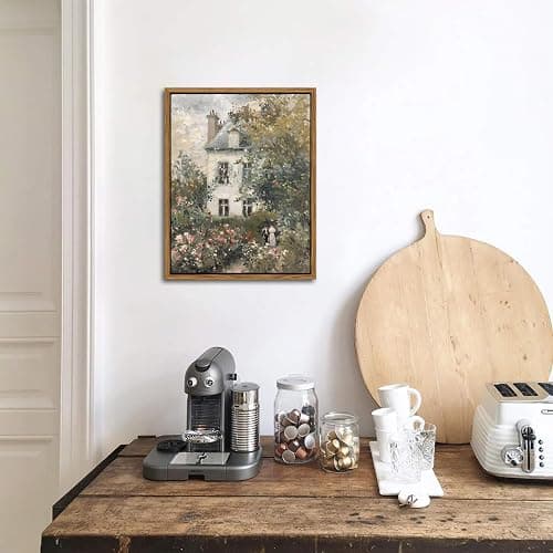 Floating Framed Canvas Vintage Wall Art, Neutral English Cottage Rose Garden Oil Paintings Print, Spring Pictures Wall Decor for Living Room Hallway Bedroom Office Rustic Decor 8x10 inch thumbnail 8