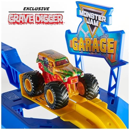 Monster Jam Garage Playset and Storage with Exclusive Grave Digger Monster Truck, Lights & Sounds, Kids Toys for Boys and Girls Ages 4 and Up thumbnail 4