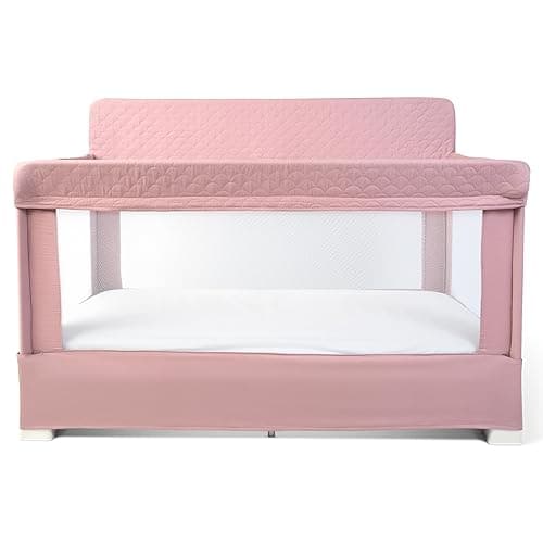 Baby Delight Lunaire Full Size Crib | Breathable Mesh Baby Crib | Tool-Free Assembly Baby Bed | 100% GOTS Certified Organic Cotton Fabric | Organic Rose