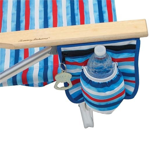 Tommy Bahama 5-Position Classic Lay Flat Folding Backpack Beach Chair, Aluminum, Red, White, and Blue Stripe thumbnail 10