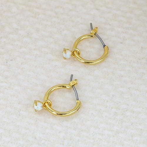 Columbus 14K Gold Plated Charm Huggie Hoop Earrings - Butterfly Earrings - Pearl Drops - Cowry Shell Dangle Earrings Heart Charm Huggies for Women thumbnail 8