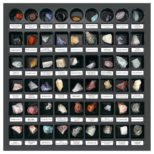 PIBEX Rock Collection Starter Kit - 54 Pcs Assorted Gemstones, Crystals, Rocks & Minerals, with Learning Book & ID Cards, Earth Science Kit Toy, A Geology Gift for Kids & Adults Ages 8+ thumbnail 2