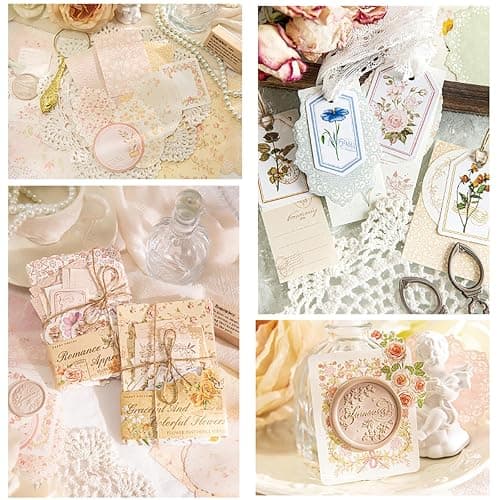 Doraking 100pcs Vintage Floral Scrapbook Paper Journaling Stickers Assorted Set, Material Paper Memo Junk Journal Supplies for Bullet Journaling Retro Crafts Planner Collage Card Album thumbnail 6