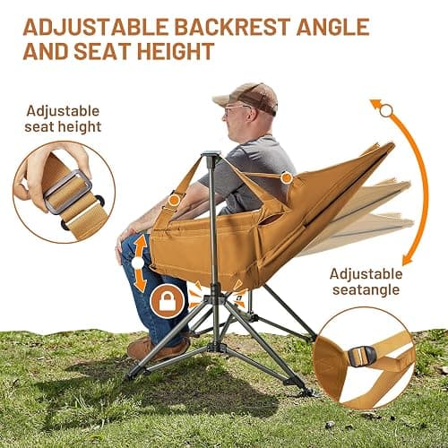 TIMBER RIDGE Hammock Camping Chair, Oversized Swinging Hammock Chair with Adjustable Back and Seat for Outdoor Lawn, Sports, Supports 400lbs, Orange thumbnail 7