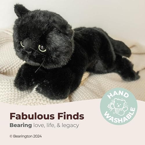 Bearington Jinx Black Cat Plush - 15" Realistic Cat Stuffed Animal with Soft Fur and Lifelike Details for Toddlers - Kitty Stuffed Animals for Girls - Adorable Cuddly Plush Toy Gift for Kids thumbnail 3