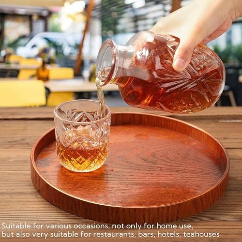 3 Set Bedside Water Carafe and Glass Set 18 OZ Vintage Glass Water Pitcher with 5 OZ Cup Set Clear Glass Water Pitcher for Bedroom,Bar,Bathroom,Hotel,Restaurant,Juice,Mouthwash Container,Style-1 thumbnail 2