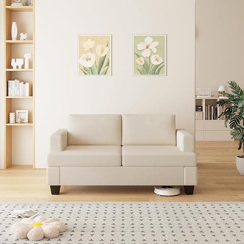 Furnimart 62" Loveseat Couch, Modern Love Seat Couches for Small Spaces, Beige Linen Sofa, Deep Seat Sofa for Living Room, Small 2 Seater Couch for Bedroom, Office thumbnail 9