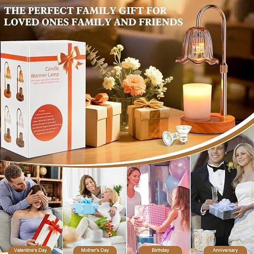 GOIUEDBZ Candle Warmer Lamp Electric: Timer Dimmer Candles Warming Jar Light - Height Adjustable Dimmable Warmers Lamps - Flower No Flame Lamps with Heat Warm Melt Wax - Home Bedroom Decor Table Light thumbnail 8