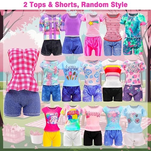 BARWA 11 Sets Doll Clothes Including 2 Sequins Dresses 5 Mermaid Floral Dresses 4 Casual Outfits Tops and Pants for 11.5 inch Girl Dolls thumbnail 6