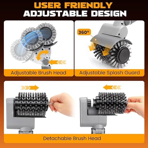 MulWark Electric Grill Brush, BBQ Electric Grill Cleaner with 2 Heads, 480RPM Cordless Motorized Cleaner, 5200mAh Grill Cleaner for Outdoor Grill 6-Piece Kit with Degreasing Pad and Glove thumbnail 5
