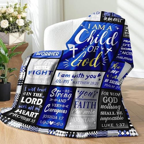 Christian Gifts for Men - Baptism Gifts for Boys & Men - Bible Verse Christian Blanket - Inspirational Birthday Religious Catholic Spiritual Confirmation Gift for Man Son Dad - Throw Blanket 50"x60" thumbnail 7