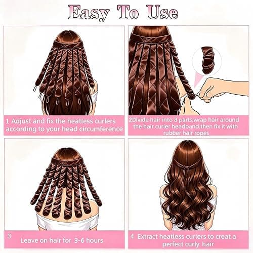 Heatless Hair Curler Headband With Removable & Adjustable Curling Rod | 2026 New Upgraded Eight Claw Design Satin Heatless Curling Rod Overnight No Heat Curling Roller for Waves and Curls thumbnail 7
