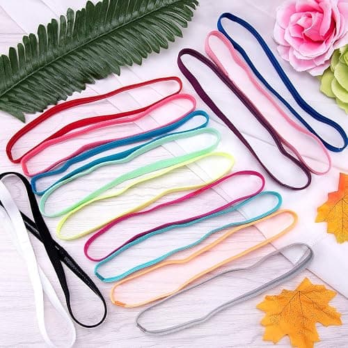 Duufin 20 Pieces Elastic Headbands Non Slip Sport Headband Colorful Workout Headband Sweatband Fashion Yoga, Running Elastic Sports Headbands for Women, Men and Girls, 14 Colors thumbnail 4