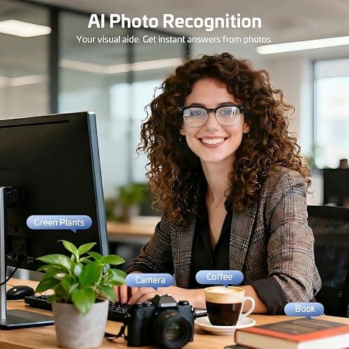 AI Smart Glasses for Men Women,8MP 4K HD Camera Glasses,Supports AI Voice Control/Photo/Video/Audio Recording,Bluetooth Camera Glasses with 133 Translations,IP67 Waterproof for Business & Outdoor thumbnail 4