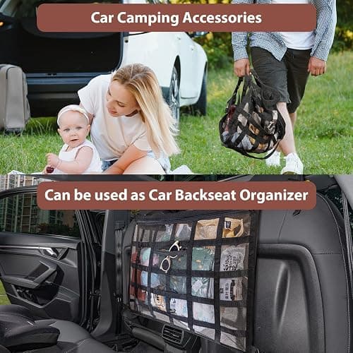 Kaskawise Upgrade Car Ceiling Cargo Net Pocket,31.5"x21.6" Double-Layer Car Roof Storage Organizer,Overhead Net for Truck,SUV & Van Camping,Travel Road Trips,Van Life Essentials thumbnail 4