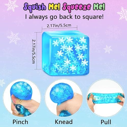 Squishy Fidget Toys Adults Stress Cube - Glow in The Dark Snowflakes Sensory Toys for Kids with Autism Stress Balls for Kids Teens Squeeze Squishy Toys Easter Basket Stuffers thumbnail 2