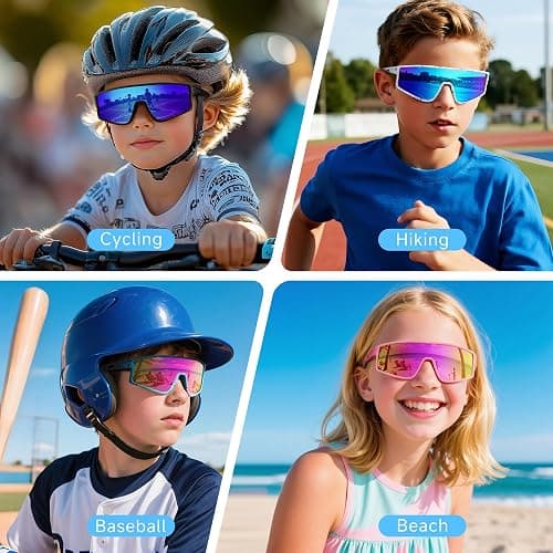 Kegrimi Kids Polarized Sunglasses Youth Baseball Sun Glasses for Boys Girls | Softball Glasses with UV Protection, Gifts for Toddler Boys, Sports Gear Baseball and Cycling Accessories for 3-12 Teen thumbnail 4
