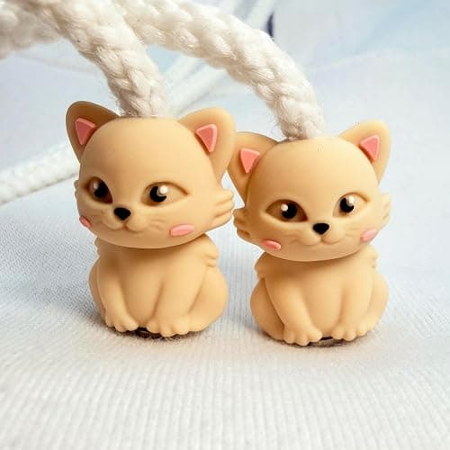 HOODIE CHARMS® Happy Cat Hoodie Charms – for Hoodie Drawstrings, Joggers & Shoelaces – Soft, Washable & Noise-Free – Includes 2 Charms, 2 Metal Claws thumbnail 5
