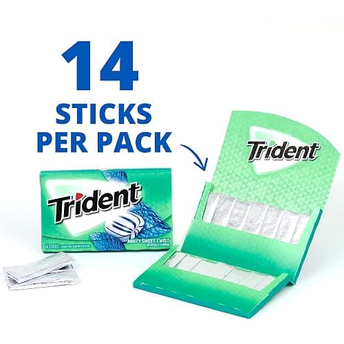 Trident Minty Sweet Twist Gum, 12 Packs of 14 Pieces (168 Total Pieces) | Chewing Gum with Xylitol, Perfect for Long Lasting Fresh Breath at School, Work & Travel thumbnail 5