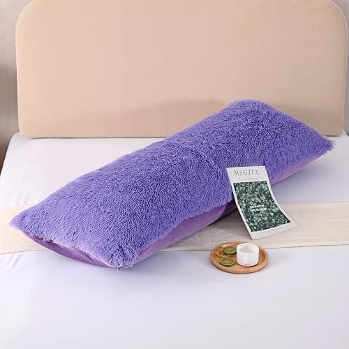 Reafort Luxury Faux Fur Body Pillow Cover 21" x 54", Long Hair PV Plush Body Pillow Case with Hidden Zipper Closure, Ultra Soft Fluffy Decorative Long Pillow Cover (Lilac, Body) thumbnail 2
