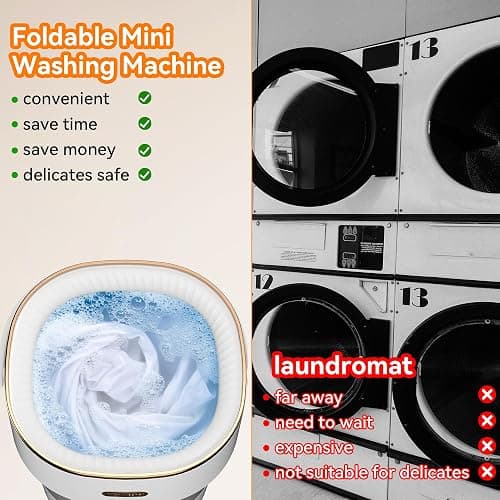 JUJOJB Portable Washing Machine, Folding 20L Mini Washer and Spin-Dryer | 3 modes with deep cleaning. Compact for apartments, dorms, home, RV, and travel. For small clothes and delicates. White. thumbnail 7