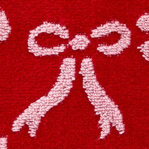 SKL Home Bow Jacquard 100% Cotton Premium 2-Piece Hand Towel Set, 500 GSM, Reversible, Soft & Absorbent, Everyday/Christmas/Winter/Valentine's, Decorative for Bath/Kitchen/Bar, Red/Pink thumbnail 7