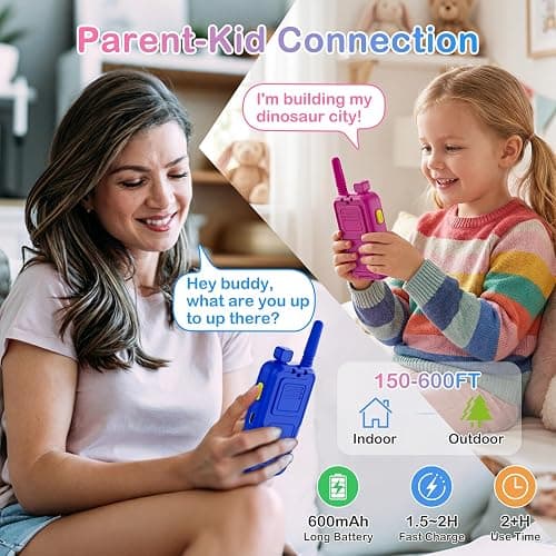 Video Walkie Talkies for Kids 3-8, Rechargeable Walkie Talkies with 180°Rotating Camera & 4 Voice Changer, 2-Way Video & Voice Chat Toy, 600FT Long Range, Birthday Gifts for Boy Girl thumbnail 5