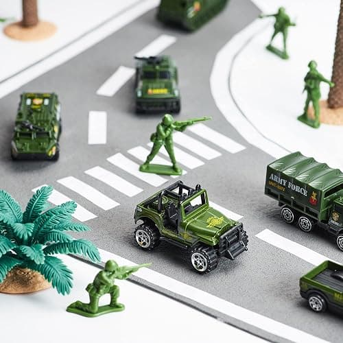 JOYIN 25 in 1 Military Kids Truck Toys for Age 3+, Toddler Boy Toys, Army Men Tanks Set with Soldier Men, Mini Battle Cars in Carrier Truck with Lights and Sounds, Christmas Great Gifts for Grandkids thumbnail 2