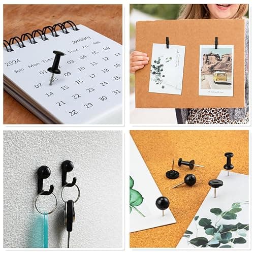 260 Pcs Push Pins Set 5 Styles Black Thumb Tacks Cute Push Pins for Bulletin Board, Cork Board thumbnail 6