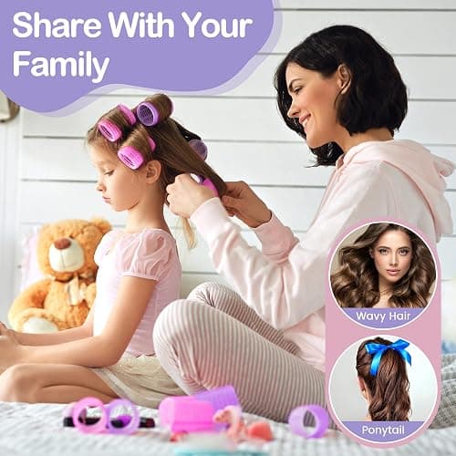 33 Piece Hair Rollers set, Self Grip Hair Rollers for Long Medium Short Hair, ELASO Large Medium Hair Curler （22 Rollers + 10 Stainless steel Clip +1 Storage Bag） thumbnail 7
