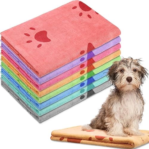 Chumia 8 Pcs 55 x 28 Inches Dog Towels Absorbent Microfiber Bath Drying Towels for Small Medium Large Pets Cat Puppy Shower Cleaning Accessories(8 Colors) - Image 1