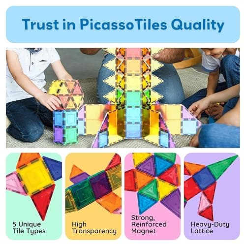 PicassoTiles 100 Piece Set 100pcs Magnet Building Tiles Clear Magnetic 3D Blocks Construction Playboards, Creativity Beyond Imagination, Inspirational, Recreational, Educational Conventional thumbnail 8