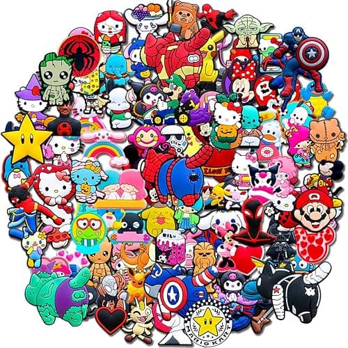 30,50,100Pcs Cartoon Croc Charms for Shoe, Cartoon Shoe Charms for Clogs Sandals Decoration - Image 1