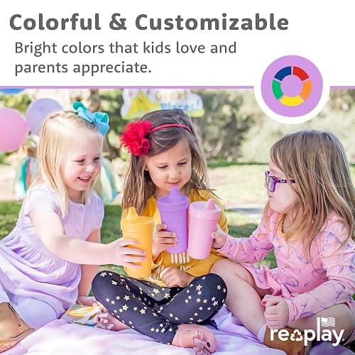 Re-Play Spill-Proof Sippy Cups - Reusable 10 Oz Set of 6, Dishwasher & Microwave Safe, Made in USA, Fairytale thumbnail 3