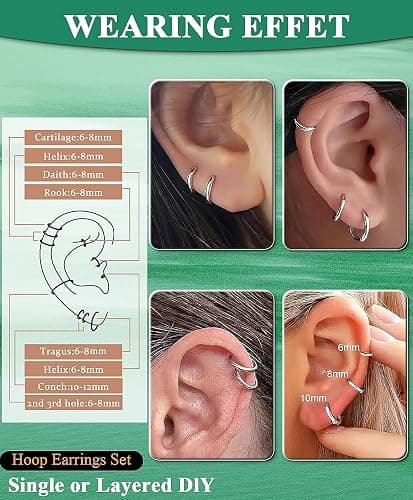 Hypoallergenic Surgical Steel Earrings Sets for Sensitive Ears Lightweight Small Huggie Hoop Earrings 20G Stainless Steel Opal Ball Pearl CZ Flat Back Earrings for Women Men Trendy Cartilage Earrings Hoop Stud thumbnail 5