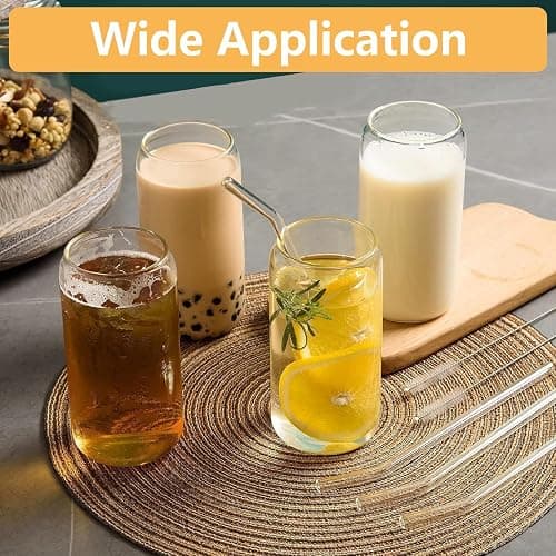 WOPPLXY Lot de 3 verre matcha avec couvercles hermétiques en bambou et pailles en verres, 500ml verre avec couvercle et paille, verres bubble tea Réutilisables pour Soda et Cocktail thumbnail 7