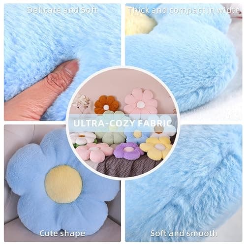YILANLAN Cute Flower Cushion Plush Floor Pillow Casual Comfortable Pillow Office Living Room Bed Decoration Cushion Simple Room Decoration (Purple, 50cm) thumbnail 3