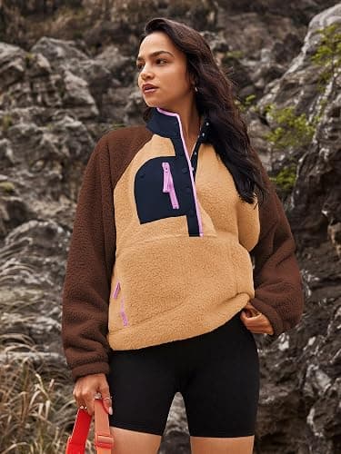Nirovien Womens Fleece Pullover Long Sleeve Sherpa Jacket Button Down Fuzzy Sweatshirt Warm Outwear with Pockets thumbnail 3