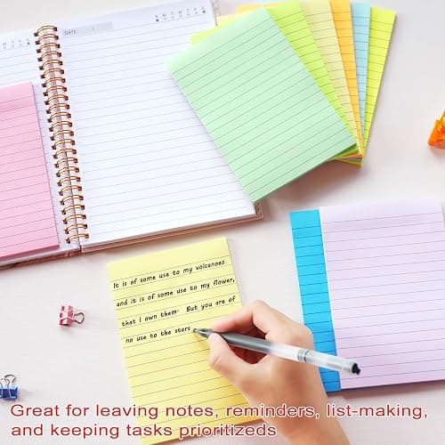 HQCME 9 Pack Lined Sticky Notes 4X6 in Post, 9 Pastel Colors Large Ruled Post Sticky Colorful Super Sticking Power Memo Pads Strong Adhesive, Sticky Notes with Lines Office, Home, 35 Sheets/pad thumbnail 4