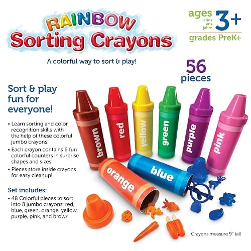 Learning Resources Rainbow Sorting Crayons - 56 Pieces, Ages 3+ Kids Crayons, Early Color Recognition & Sorting, Toddler Sort and Stacking Toys - Crayons thumbnail 7