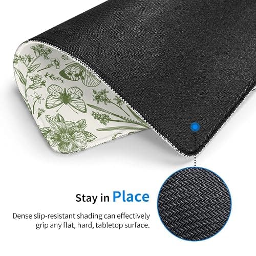 Floral Mouse pad,Green Mouse pad,cottagecore Gift,Mouse pad Aesthetic,Botanical Mouse pad,Small Mouse pad,8.3 * 10.3 Inches,Non-Slip Mouse Pad thumbnail 3
