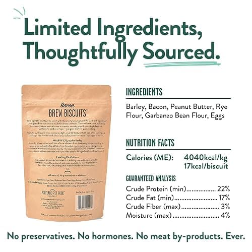 Portland Pet Food Company Bacon Brew Biscuits – Crunchy Limited Ingredient Dog Treats Made with Upcycled Spent Grain, Protein & Fiber Rich Training Treats for Dogs, USA Made, 1 Pack (5 oz Bag) thumbnail 7