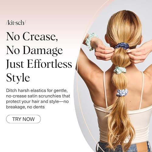 Kitsch Ruched Satin Scrunchies for Women - Garden Bouquet, 5pcs | Wake Up Frizz-Free, No Crease Hair Ties, Softer Than Silk Scrunchies, Stylish Hair Accessories For All Hair Types thumbnail 6