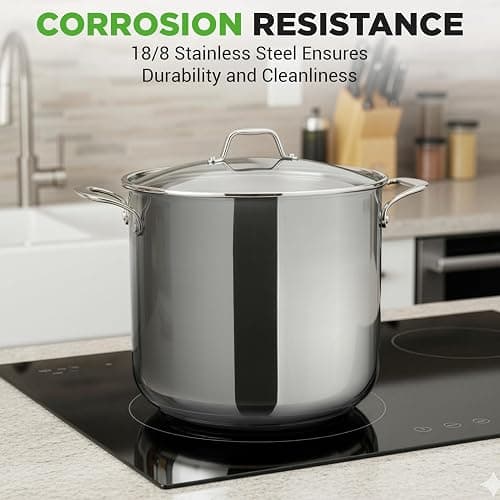 NutriChef 19-Quart Stainless Steel Stockpot – 18/8 Food Grade Heavy-Duty Induction-Compatible Pot with See-Through Lid, Ideal for Stews, Broths, Simmering & Soups, Dishwasher Safe – NCSP20 thumbnail 7