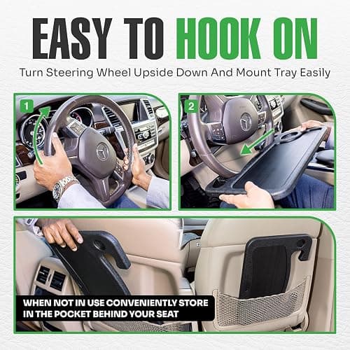 lebogner Steering Wheel Tray, Car Food Trays For Eating, Laptop, Tablet, iPad Or Notebook, Hook On Auto Steering Wheel Desk Table, For Most Vehicles Steering Wheels, Travel Car Accessories, Light Blue - Light Pink thumbnail 5