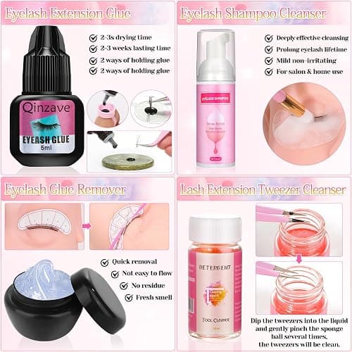 Lashes Kit for Eyelash Extension Beginners 470PCS Professional Lash Mannequin Head Practice Kit with Everything Lash Glue Lash Shampoo Lash Fan, Lash Extension Supplies for Practice Training thumbnail 6
