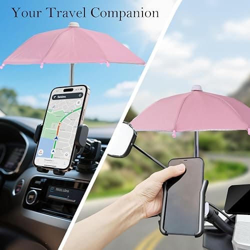 HZZADZXW Cell Phone Umbrella for Sun Shade, Universal Adjustable Stand with Cute Piggy Suction Cup, Outdoor Anti-Reflective Glare Blocking Cell Phone Sun Visor, Pink thumbnail 5